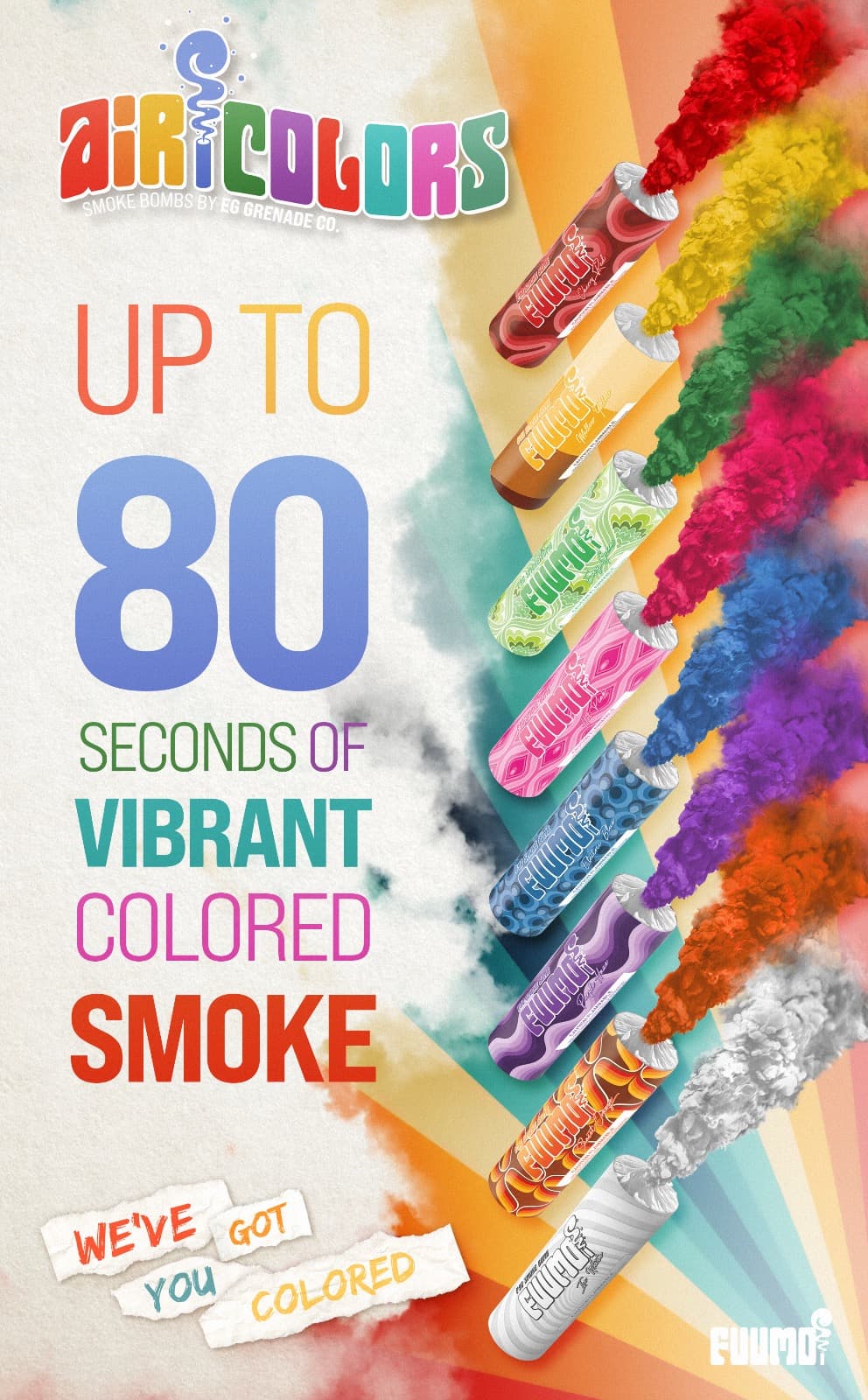 FUUMO Air Colors — Up to 80 seconds of vibrant colored smoke